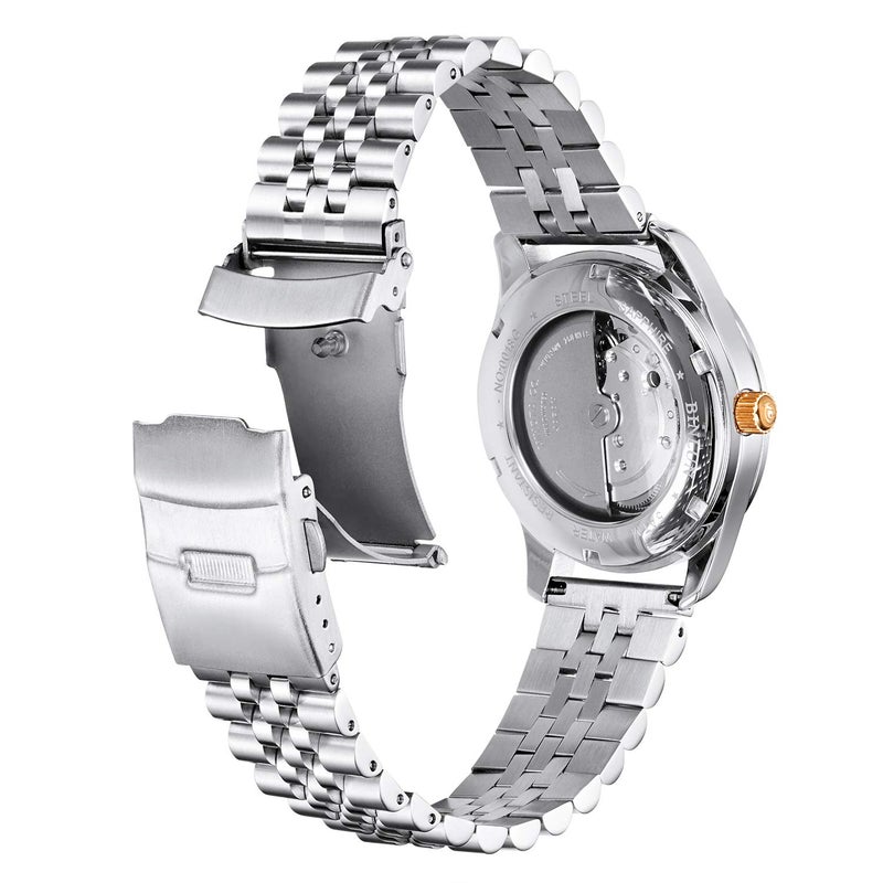 BINLUN Stainless Steel Watch Band Replacement Metal Watch Strap with Double Locking Foldover Clasp for Men Women 18mm 20mm 22mm 24mm 26mm in Silver, Gold, Black, Rose Gold, Two Toned - Image 2