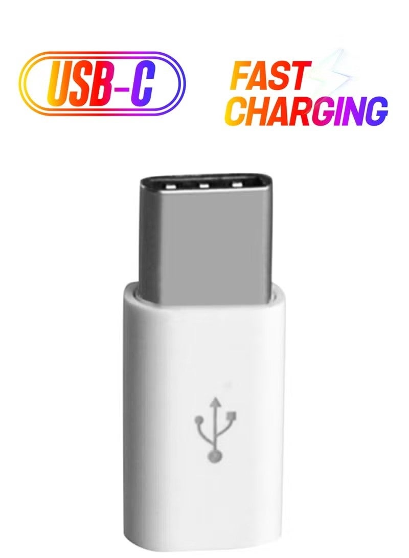 2-Pack Micro USB to USB-C Adapter – Compact Converter for Charging & Data Sync – Use Micro USB Cable with USB-C Devices – Compatible with Smartphones, Tablets, Laptops – Lightweight & Portable (White) - Image 2