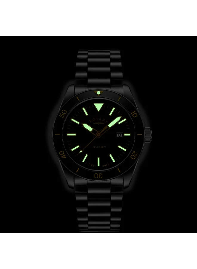 Rotary  Rotary Men's Apex 10 Black Bezel Stainless Steel Bracelet Watch - RGB10001/06 for Men | Best Price UAE