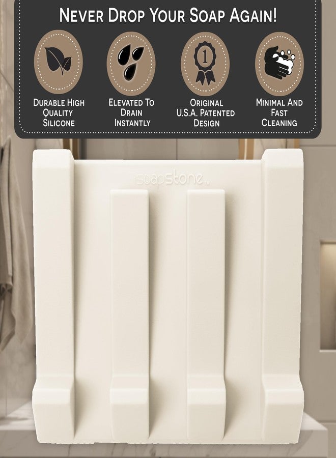 iSoapStone Silicone Soap Dish (USA Patented) Self Draining Bar Soap Holder for Shower Bathroom Sink, Drying Soap Dish Tray Sponge Holder Easy Cleaning Soap Saver Travel Accessories (Beige, 1) - Image 3