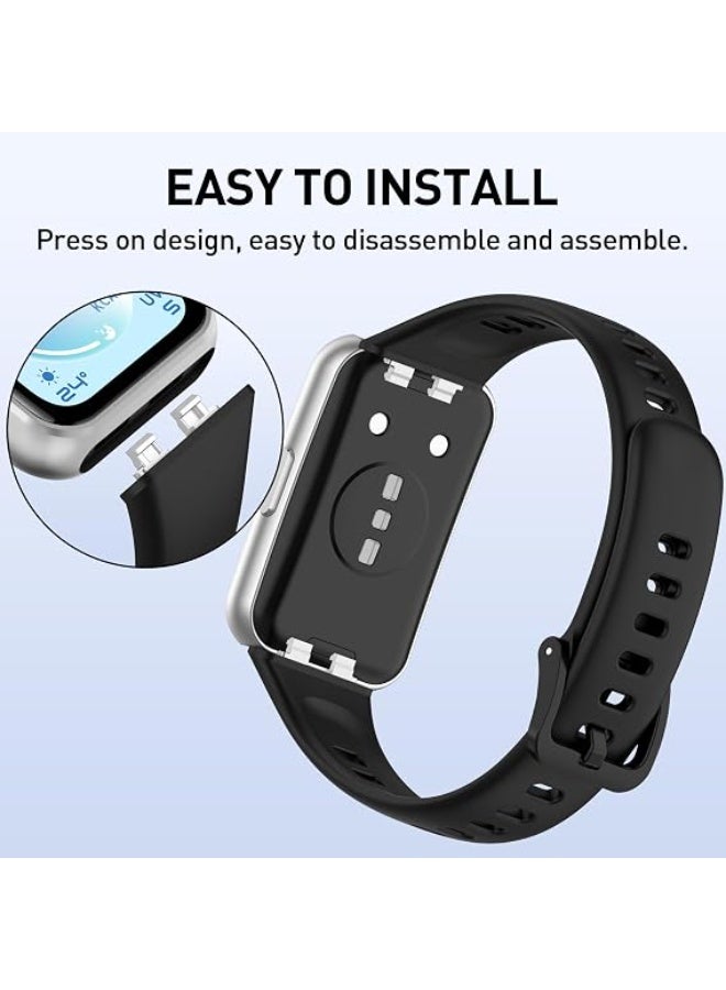 X-Tech Silicone Strap for Huawei Band 11/Band 11 Pro, Soft Silicone Sport Band, Breathable and Comfortable, Adjustable Replacement Strap for Huawei Band 11/11 Pro - Black - Image 2