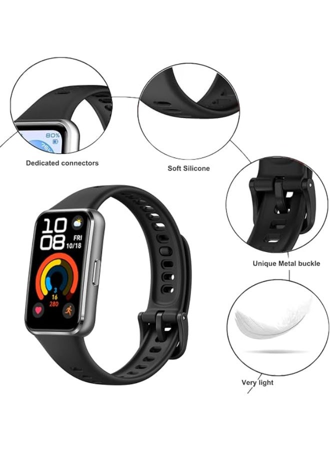 X-Tech Silicone Strap for Huawei Band 11/Band 11 Pro, Soft Silicone Sport Band, Breathable and Comfortable, Adjustable Replacement Strap for Huawei Band 11/11 Pro - Black - Image 4