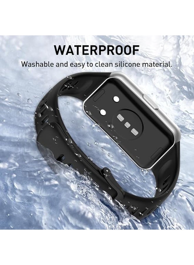 X-Tech Silicone Strap for Huawei Band 11/Band 11 Pro, Soft Silicone Sport Band, Breathable and Comfortable, Adjustable Replacement Strap for Huawei Band 11/11 Pro - Black - Image 3