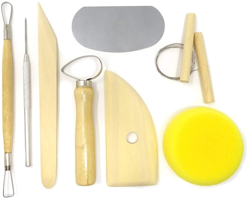 KABEER ART Pottery Tool Kit with Sponge (Beige) - 8 Pieces - Image 1