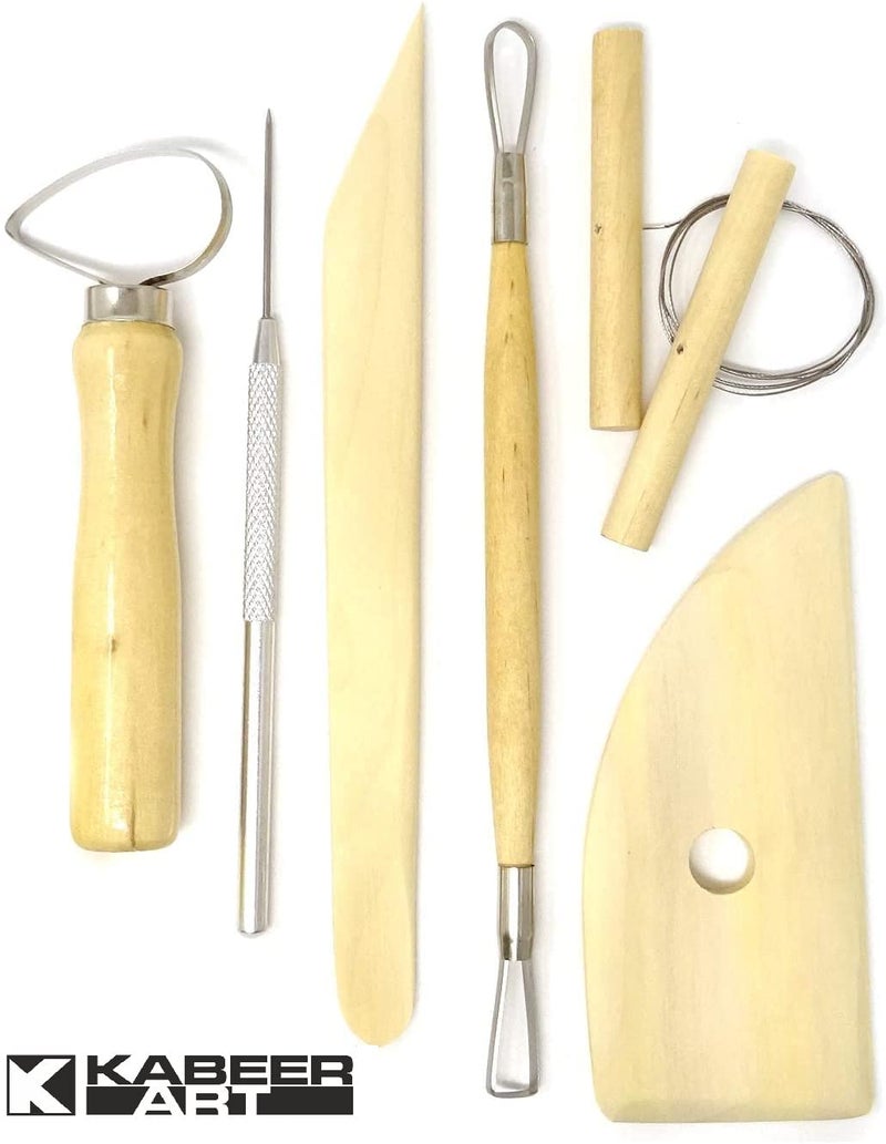 KABEER ART Pottery Tool Kit with Sponge (Beige) - 8 Pieces - Image 4