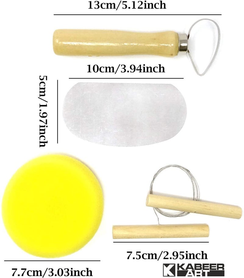 KABEER ART Pottery Tool Kit with Sponge (Beige) - 8 Pieces - Image 3