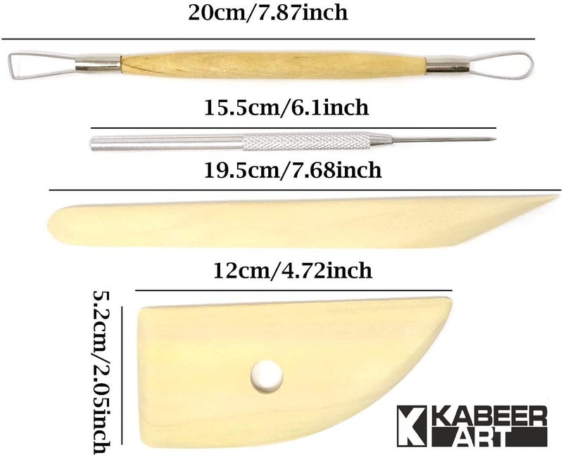 KABEER ART Pottery Tool Kit with Sponge (Beige) - 8 Pieces - Image 2