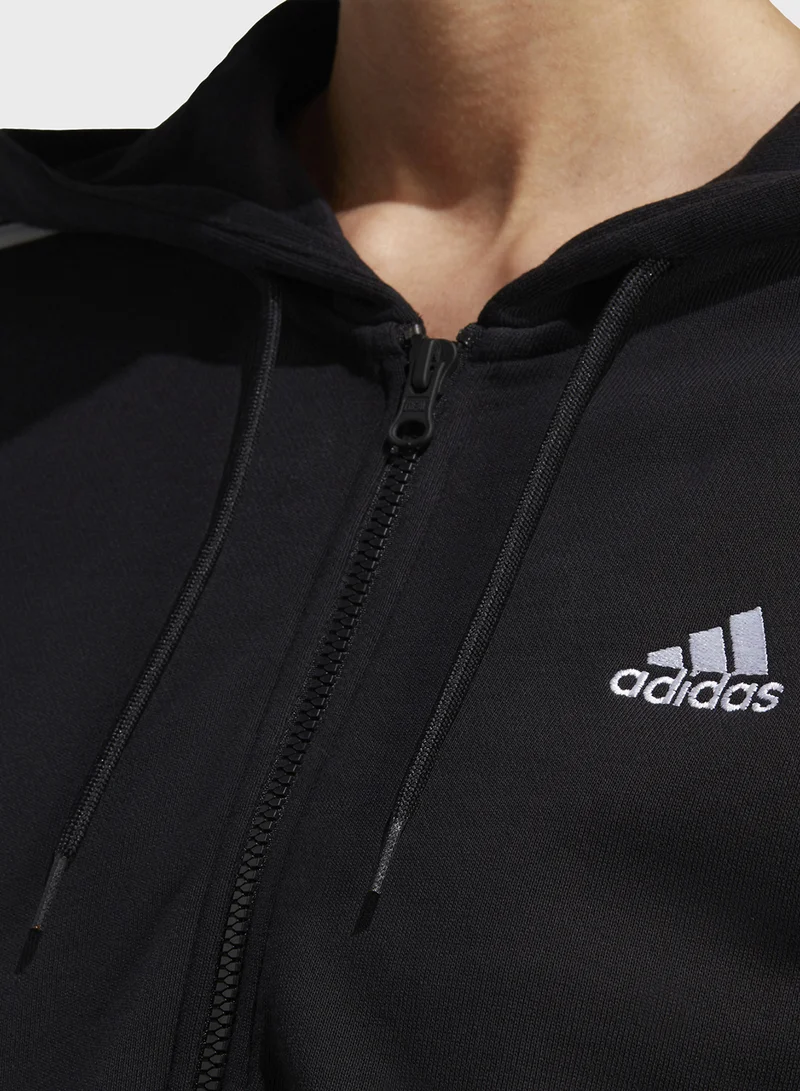 adidas هودي من قماش تيري الفرنسي مزين بثلاثة خطوط