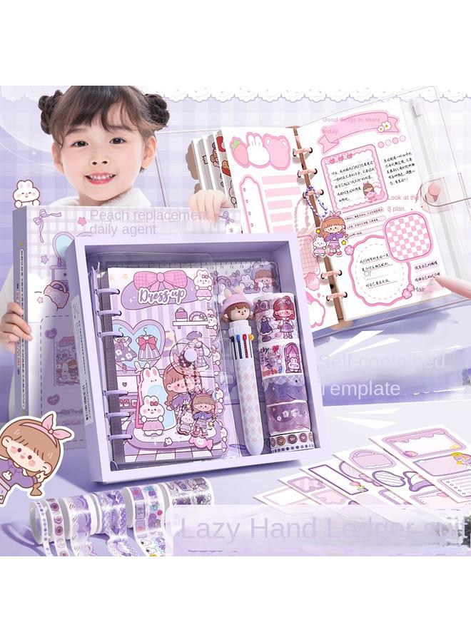 Bluejw Hand Book Suit Gift Box Hand Book Girl's Cute Girl's Heart Children's Notebook Girl's Primary School Student's Complete Set - Image 2