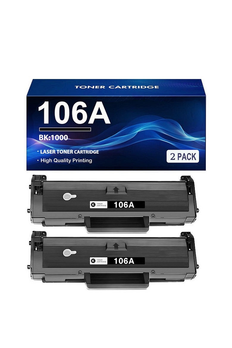 2 Pack 106A W1106A Toner Compatible with 106A Toner for 107w 107a 107r MFP 135a 135r 135w 135wg 137fnw 137fwg (Black)  - Image 1