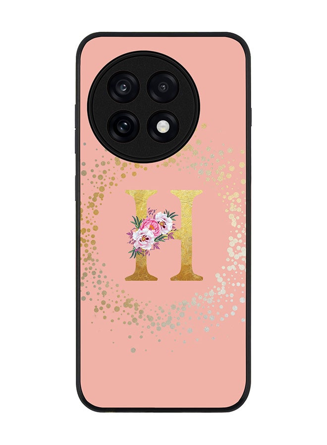 Stylizedd For OnePlus 13R / Ace 5 Pro Case,Slim fit Camera Protection, Shockproof Thin Phone cover  - Custom Monogram Floral - H  (Rose Pink ) - Image 1