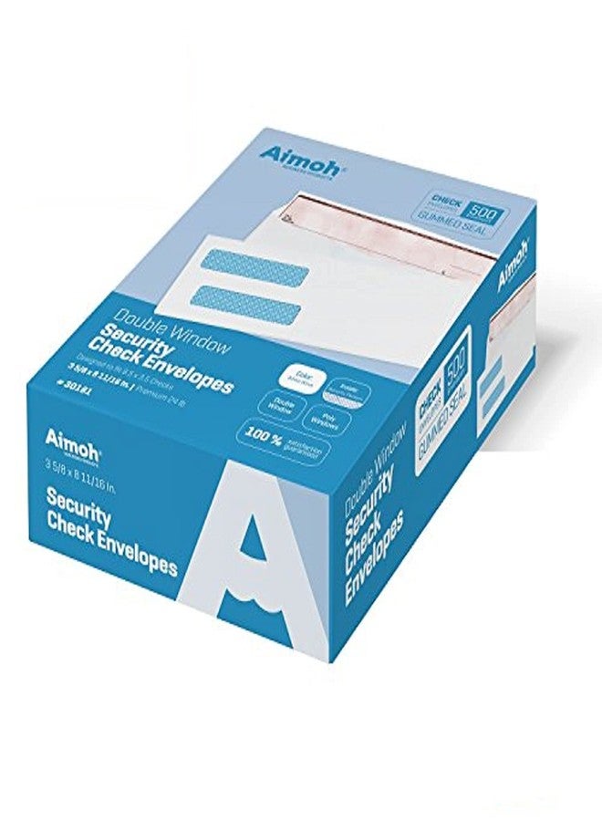 Aimoh 500#8 Double Window Gummed Security Envelopes - for Business Checks, QuickBooks & Quicken Checks, Size 3 5/8 x 8 11/16 Inches - Checks Fit Perfectly - Not for Invoices, 500 Count (30181) - Image 2