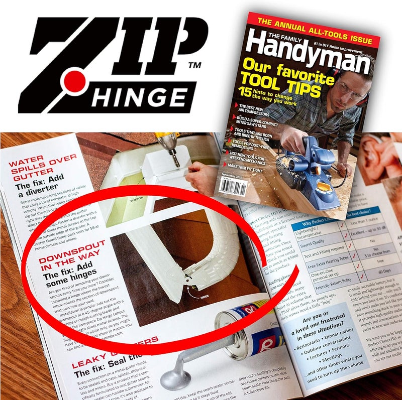 Zip Hinge 5 Pack Plus | Made in The USA Downspout Hinge | Hardware, Nutsetter & Instructions | DIY Installation on All Rectangle or Square Downspouts - Image 5