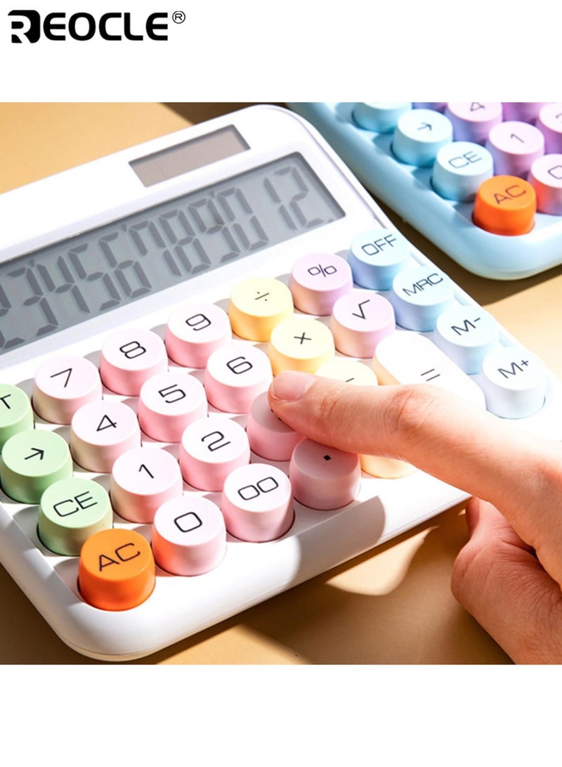 ريوكل آلة حاسبة مكتبية بشاشة عرض كبيرة 12 بت وتصميم بأزرار كبيرة - كمبيوتر مكتبي بمصدر طاقة مزدوج لاستخدام الطلاب والمدارس والمحاسبة - Image 2