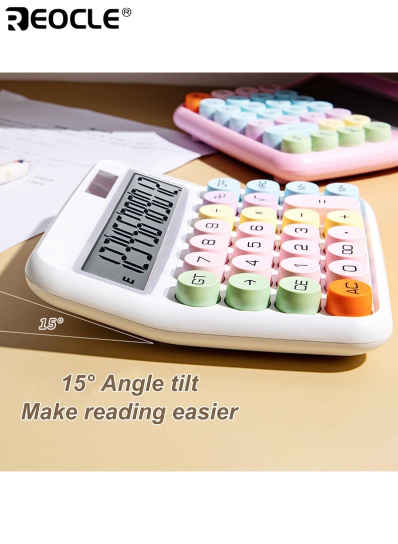 ريوكل آلة حاسبة مكتبية بشاشة عرض كبيرة 12 بت وتصميم بأزرار كبيرة - كمبيوتر مكتبي بمصدر طاقة مزدوج لاستخدام الطلاب والمدارس والمحاسبة - Image 4