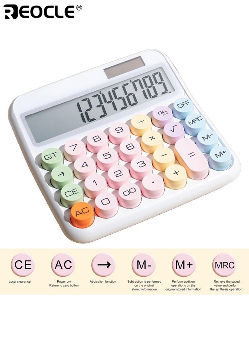 ريوكل آلة حاسبة مكتبية بشاشة عرض كبيرة 12 بت وتصميم بأزرار كبيرة - كمبيوتر مكتبي بمصدر طاقة مزدوج لاستخدام الطلاب والمدارس والمحاسبة - Image 3