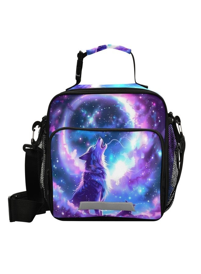 Kcldeci Wolf Galaxy Insulated Lunch Bag for Women/Men Galaxy Wolf Reusable Lunch Box for Office Work School Picnic Beach - Leakproof Cooler Tote Bag Freezable Lunch Bag - Image 1