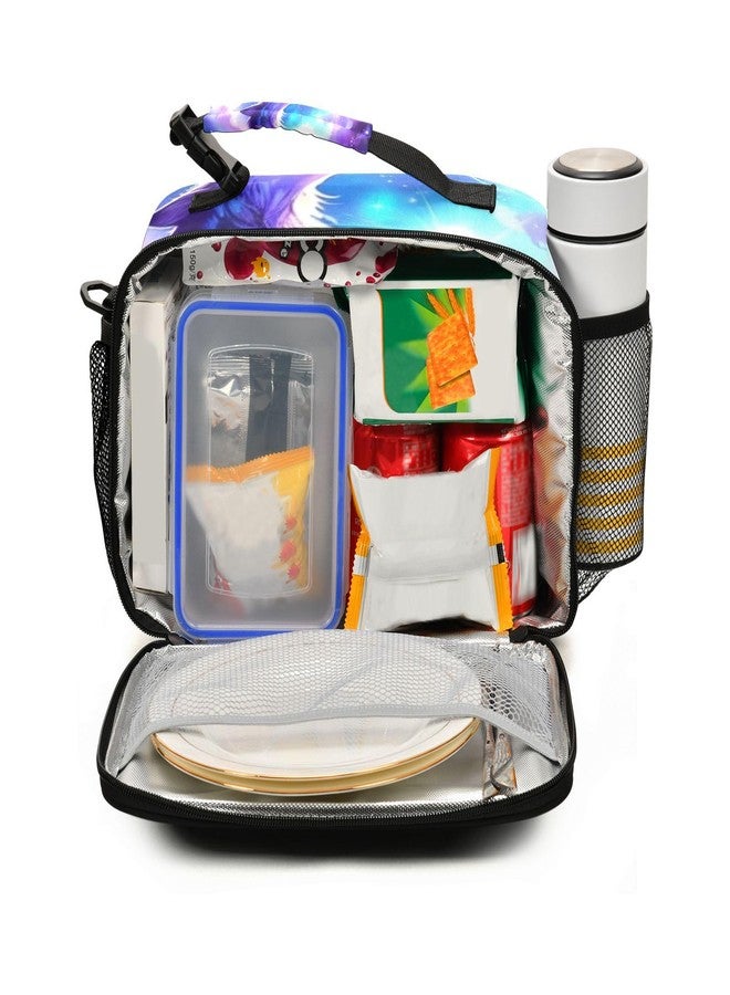 Kcldeci Wolf Galaxy Insulated Lunch Bag for Women/Men Galaxy Wolf Reusable Lunch Box for Office Work School Picnic Beach - Leakproof Cooler Tote Bag Freezable Lunch Bag - Image 2