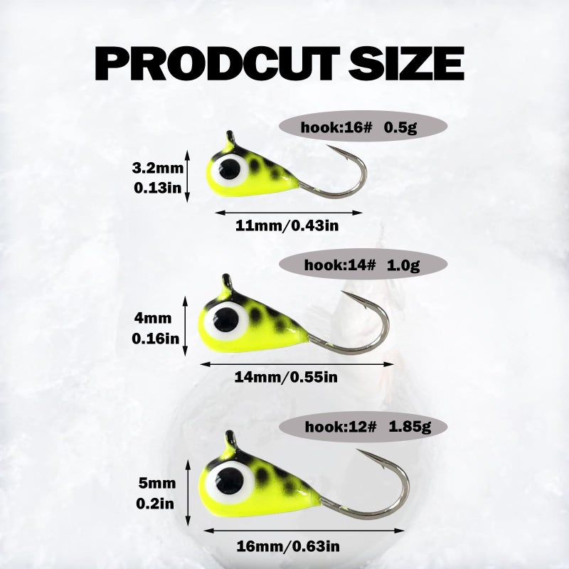 Bombite Tungsten Ice Fishing Jig Set Super Sensitive Ice Jigs Ice Fishing Lures for Crappie Panfish Sunfish Bluegill Perch Walleye Pike 6pcs 3mm - Image 4