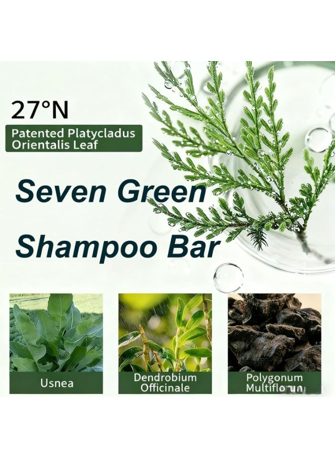 Nature Natural Triangle Shampoo Bar, Natural Green Shampoo Bar, Natural Seven Green Shampoo Bar – Soothes and strengthens hair, unisex (2-pack) - Image 3