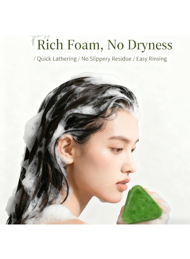 Nature Natural Triangle Shampoo Bar, Natural Green Shampoo Bar, Natural Seven Green Shampoo Bar – Soothes and strengthens hair, unisex (2-pack) - Image 5