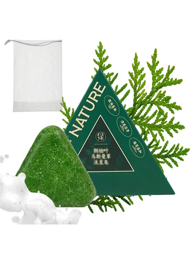 Nature Natural Triangle Shampoo Bar, Natural Green Shampoo Bar, Natural Seven Green Shampoo Bar – Soothes and strengthens hair, unisex (2-pack) - Image 1