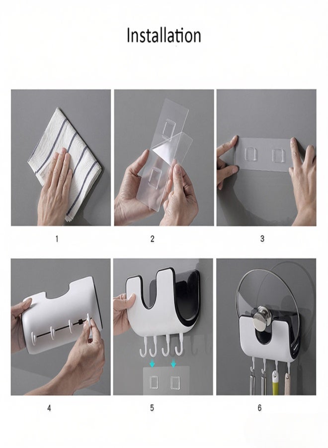 ecoco Wall-Mounted Floating Punch-Free Perforation-Free Houseware Pot Lid Pan Cover Organizer Rack Holder Stand Rest Shelf - Image 4