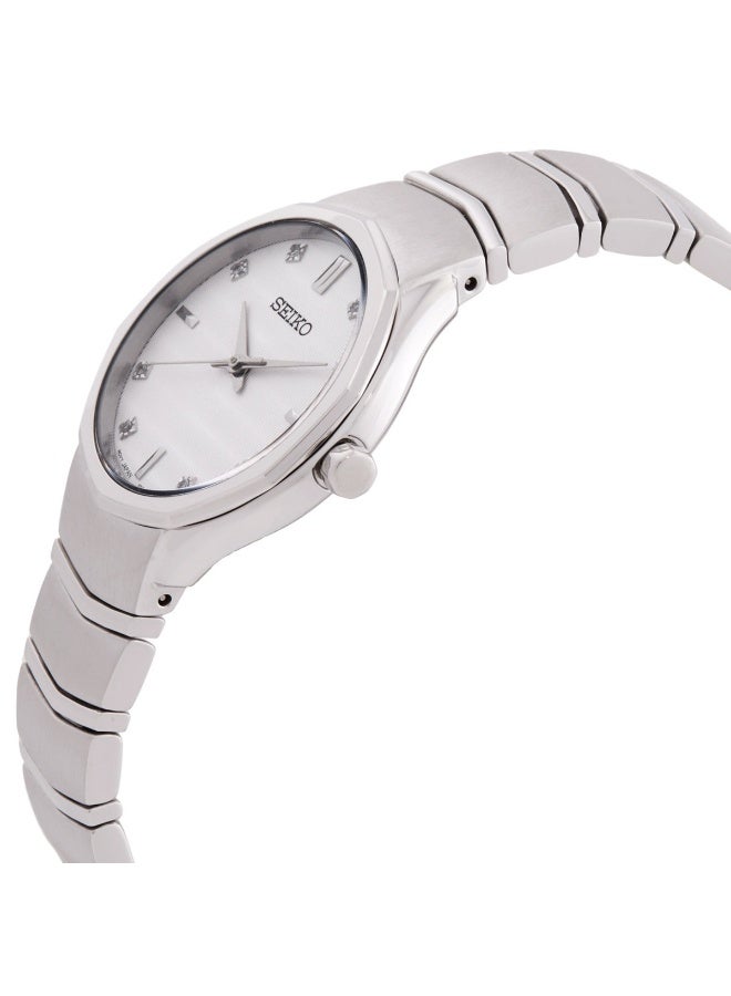 سيكو Classic Women’s Watch SUR615P1, 30 mm White Dial, Stainless Steel Case & Bracelet, Sapphire Crystal, 50 m WR - Image 3