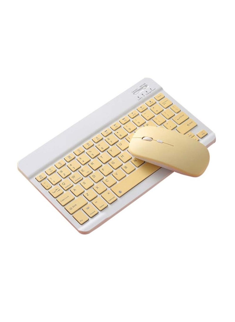 URBBKING Wireless Bluetooth Three System Universal Mobile Phone and Tablet Keyboard with Mouse Set - English Yellow  - Image 1