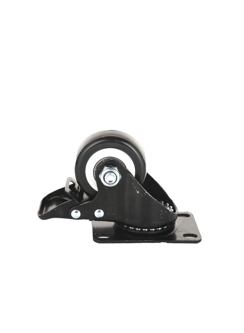 BMB tools Black PVC White Rim Caster 2 Piece 2 Inch- Swivel with Brake - Plate| Industrial & Scientific|Material Handling Products|Rubber Caster| Wheel  - Image 2