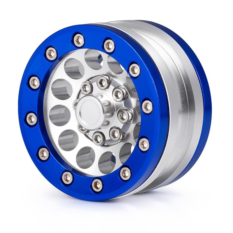 MOHERO 1.9" Alloy Beadlock Crawler Wheels Rims Set for RC 1/10 Model Crawler SCX10 Pack of 4 (Blue) - Image 2