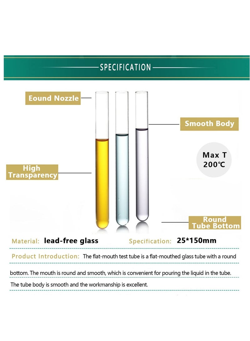 الأزرق جي دبليو Glass Test Tubes, 25x150mm Borosilicate Tubes - Superior Heat 200℃, for Scientific Experiments, Party and Home Decorations, Candy Storage, Plant Propagation - Image 5