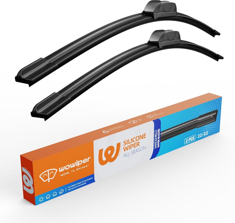 WOWIPER OEM 22"22" Silicone Wiper Blade Replacement for Ford F150 F350 2020 2019 2018 2017-2012/Chevy Tahoe 20-00 Silverado 06-99 Impala 13-06 Superior All-Seasons Windshield Wiper Blade 2 Pack - Image 1