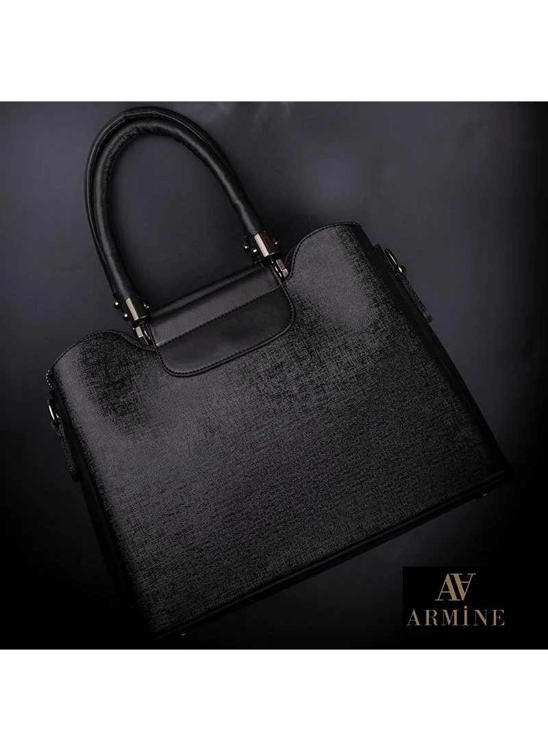 ARMINE Black Shiny Satin Women's Classic Handbag