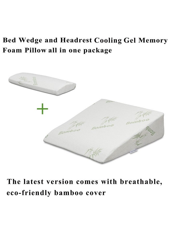InteVision InteVision Foam Bed Wedge Pillow (26" x 25" x 7.5") and Headrest Set, 2" Memory Foam Top - Helps Relief from Acid Reflux, Post Surgery, Snoring - Image 2