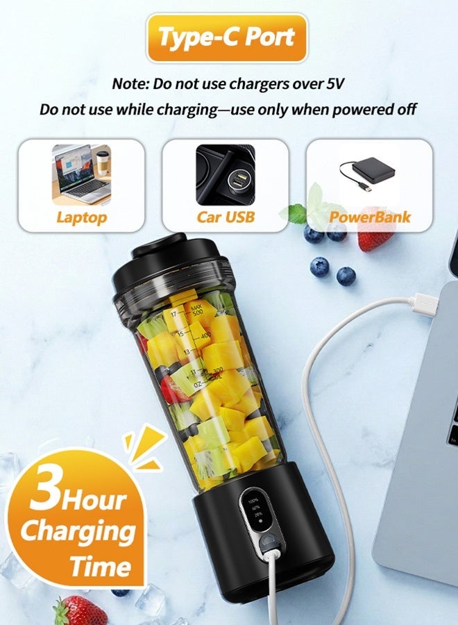 BASILKIT Sports Blender Smoothie Maker with Sports Bottle - 500ml BPA-Free Container, 300W Motor & Stainless Steel Blades for Ice Crushing, Shakes, On-The-Go, 18,000 RPM High-Speed Blending - Image 5