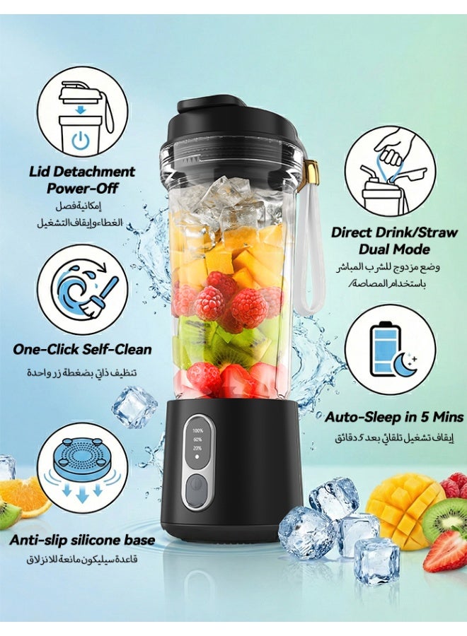 BASILKIT Sports Blender Smoothie Maker with Sports Bottle - 500ml BPA-Free Container, 300W Motor & Stainless Steel Blades for Ice Crushing, Shakes, On-The-Go, 18,000 RPM High-Speed Blending - Image 3