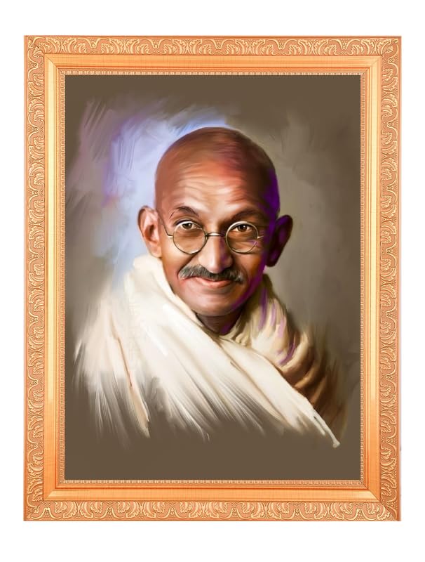 BM TRADERS Mahatma Gandhi Vintage Design Digital Print Photo In Golden Artwork Frame 11 x 14 Inch OR2794 X 3556 Cm Religious Gifting