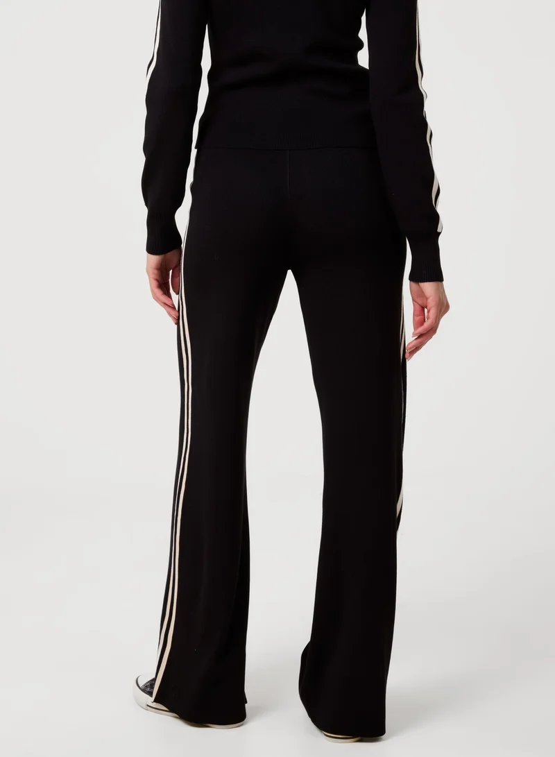 Pink Vanilla Side Stripe Wide Leg Joggers