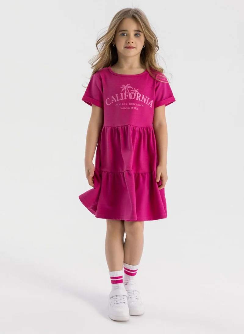 MINOTI Teens Short Sleeve Fleece Tiered Dress