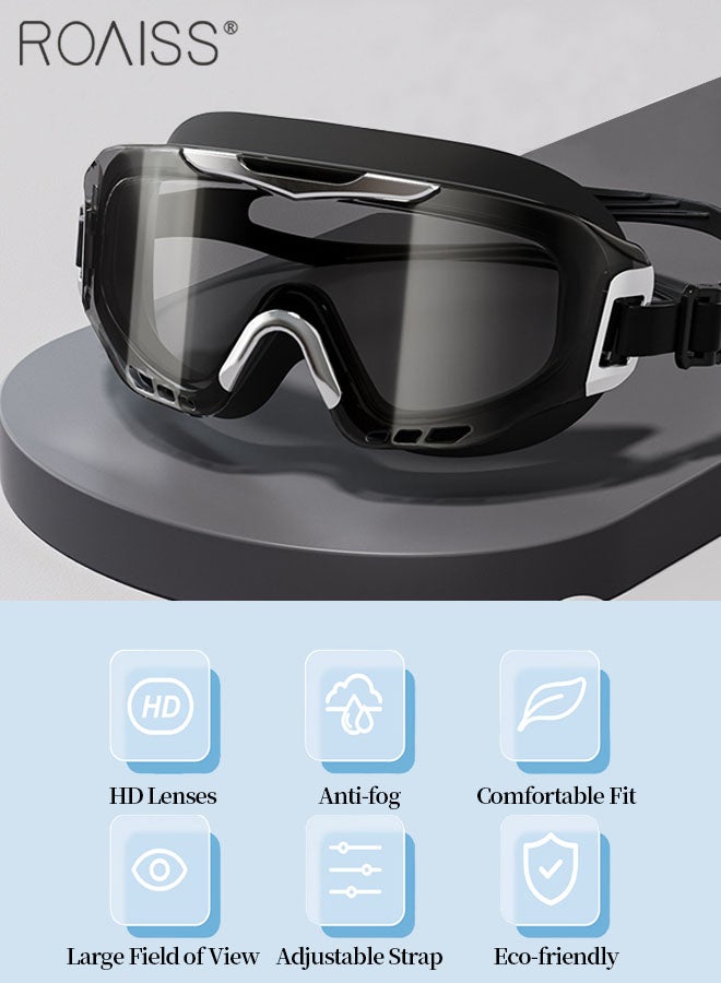 roaiss 4 Pcs Swim Goggle Set for Adults, High Definition fog Resistant Swimming Goggles, Beach Pool Swimming Gear with Goggle, Swimming Cap, Nose Clip and Earplugs  - Image 2