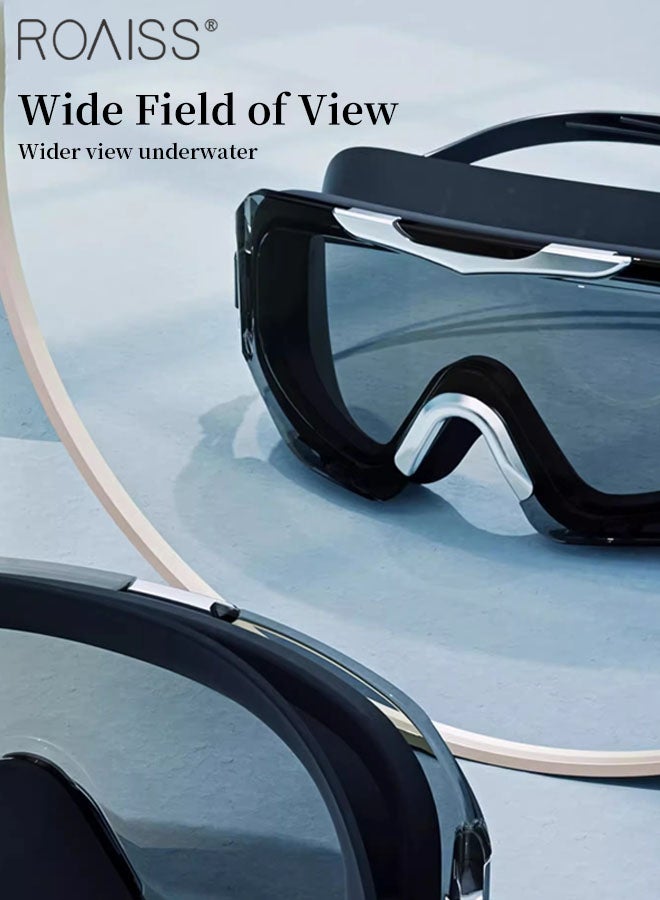 roaiss 4 Pcs Swim Goggle Set for Adults, High Definition fog Resistant Swimming Goggles, Beach Pool Swimming Gear with Goggle, Swimming Cap, Nose Clip and Earplugs  - Image 3