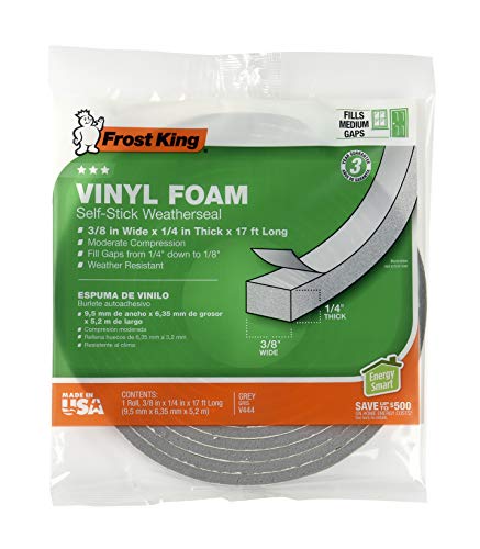 Frost King V734H Vinyl Foam Tape - Closed Cell - Moderate Compression, 3/4" W, 1/2" Thick, 10' L, Grey,Gray - Image 1