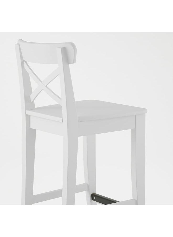 Zaboon - Bar Stool With Backrest, White, 63 Cm - Image 1