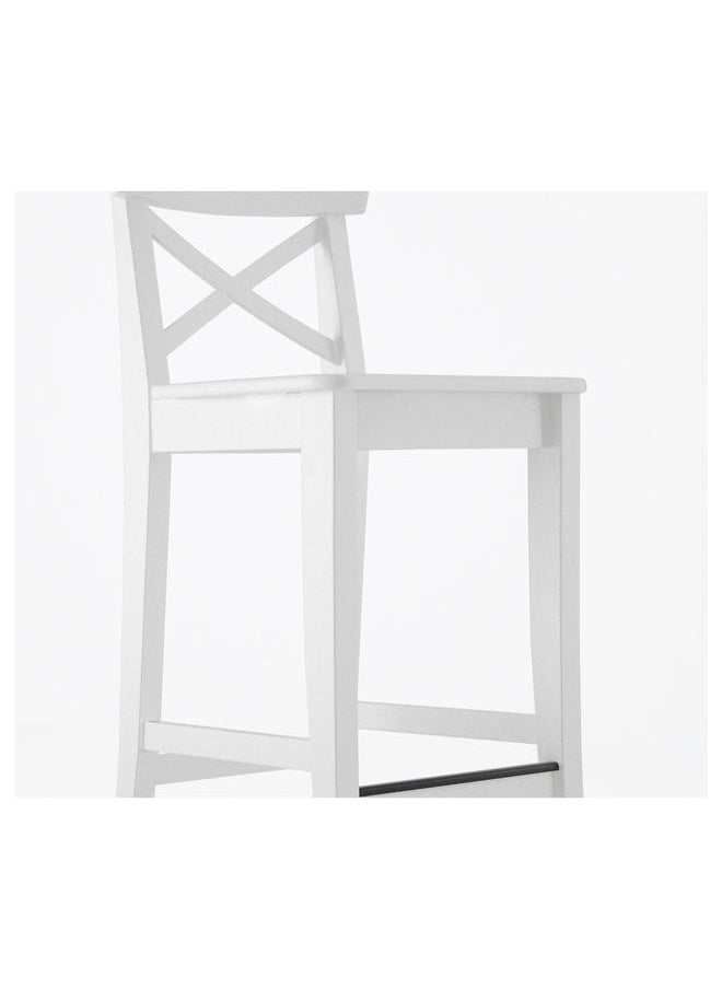 Zaboon - Bar Stool With Backrest, White, 63 Cm - Image 1