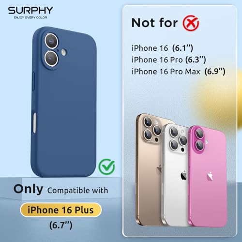 SURPHY Designed for iPhone 16 Plus Case Compatible with MagSafe 67 inch 2024 with Screen Protector Liquid Silicone Phone Case Camera Protective Soft Microfiber Lining Blue Jay - Image 3