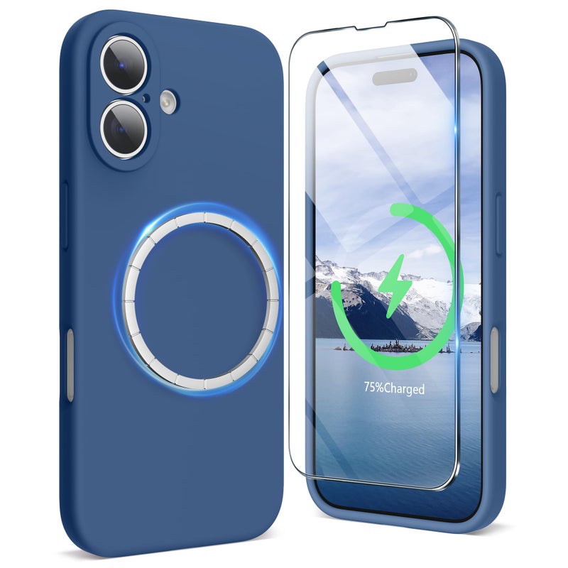 SURPHY Designed for iPhone 16 Plus Case Compatible with MagSafe 67 inch 2024 with Screen Protector Liquid Silicone Phone Case Camera Protective Soft Microfiber Lining Blue Jay - Image 2