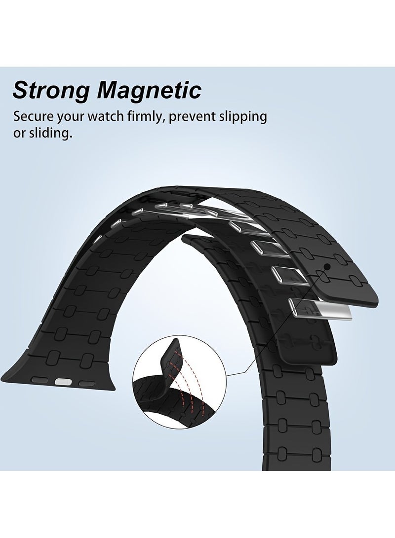 Magnetic Silicone Sport Band for Apple Watch - Adjustable Loop Strap for iWatch Ultra 2/10/9/8/7/SE/6/5, Fashionable Men's Accessory - Image 3