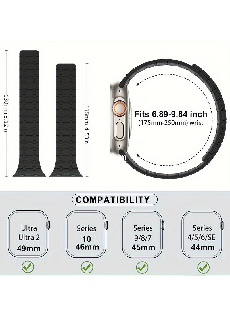 Magnetic Silicone Sport Band for Apple Watch - Adjustable Loop Strap for iWatch Ultra 2/10/9/8/7/SE/6/5, Fashionable Men's Accessory - Image 5