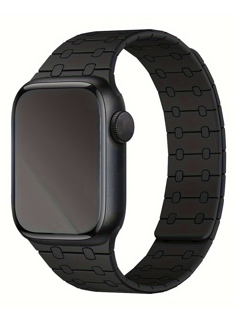 Magnetic Silicone Sport Band for Apple Watch - Adjustable Loop Strap for iWatch Ultra 2/10/9/8/7/SE/6/5, Fashionable Men's Accessory - Image 1